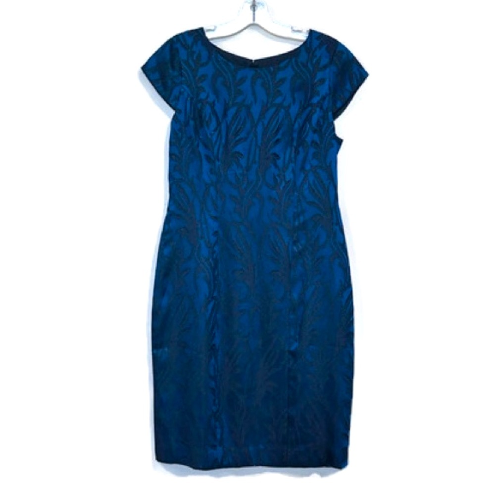 J. Crew NWOT Blue Sheath Dress with Flutter Cap Sleeves - Picture 1 of 6